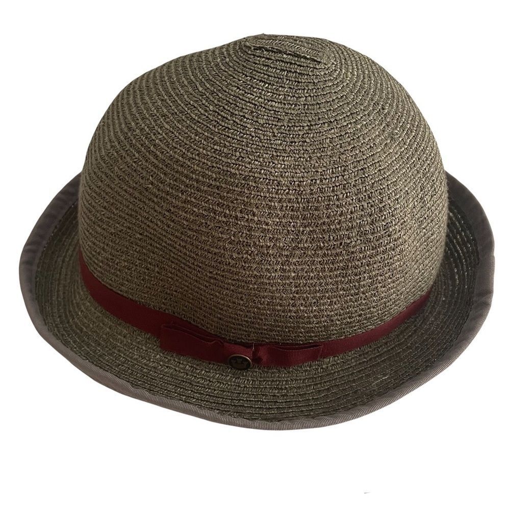 Goorin Bros Open Crown Straw Hat Khaki Green Size Medium